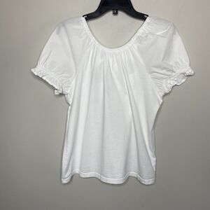 J.CREW Bow Back Top Women Medium White 100% Cotton Loose Fit BQ131